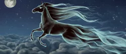 Size: 2520x1080 | Tagged: safe, artist:amarthgul, derpibooru import, pony, windigo, cloud, mare in the moon, moon, night, realistic, solo