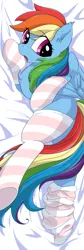 Size: 269x802 | Tagged: safe, artist:yukandasama, derpibooru import, rainbow dash, pegasus, pony, body pillow, clothes, female, socks, solo, striped socks