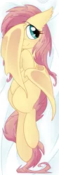Size: 269x804 | Tagged: safe, artist:yukandasama, derpibooru import, fluttershy, bat pony, pony, bat ponified, bat wings, body pillow, covering, cute, female, flutterbat, looking away, looking sideways, mare, on back, race swap, shyabates, shyabetes, smiling, solo, teal eyes, wing covering, wings