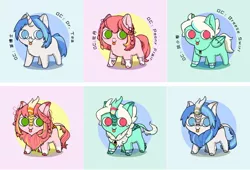 Size: 948x644 | Tagged: safe, artist:yukandasama, derpibooru import, oc, oc:breeze swirl, oc:dr. tea, oc:peony flair, earth pony, kirin, pegasus, pony, unicorn, :p, china, china ponycon, prance and party, tongue out