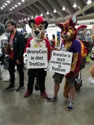 Size: 1548x2064 | Tagged: anyway come to trotcon, barely pony related, bronies are diet furries, bronycon, bronycon 2019, derpibooru import, editor:shiikra, furry, irl, meme, no pony, photo, safe, trotcon