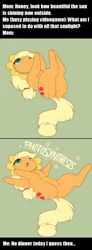 Size: 472x1286 | Tagged: safe, artist:evehly, derpibooru import, edit, editor:fluttershyisnot adoormat, applejack, earth pony, pony, cute, female, jackabetes, karate choppers, mare, meme, photosynthesis, silly, silly pony, solo, spongebob squarepants, who's a silly pony