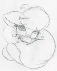 Size: 1557x1946 | Tagged: suggestive, artist:zemer, derpibooru import, oc, oc:feather belle, unofficial characters only, pony, ahegao, blushing, hug, monochrome, open mouth, pillow, pillow hug, solo, starry eyes, tongue out, traditional art, wingding eyes