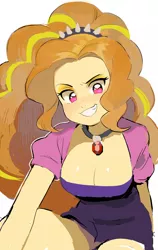 Size: 779x1229 | Tagged: safe, artist:hotomura, derpibooru import, adagio dazzle, human, equestria girls, rainbow rocks, adoragio, big breasts, breasts, busty adagio dazzle, cleavage, cute, evil grin, female, gem, grin, looking at you, schrödinger's pantsu, siren gem, smiling, solo