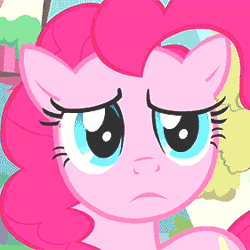 Size: 281x281 | Tagged: safe, derpibooru import, screencap, pinkie pie, earth pony, pony, a friend in deed, animated, cropped, cute, diapinkes, eye shimmer, floppy ears, gif, puppy dog eyes, sad, sadorable, solo