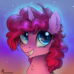 Size: 2000x2000 | Tagged: safe, artist:jedayskayvoker, derpibooru import, oc, oc:butter pop, pony, unicorn, bust, not pinkie pie, solo