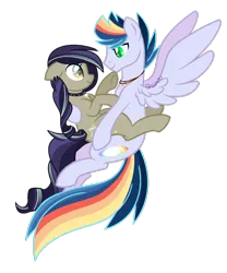 Size: 815x981 | Tagged: safe, artist:ipandacakes, artist:shiiazu, derpibooru import, oc, oc:tessitura, oc:tidal wave, unofficial characters only, earth pony, pegasus, pony, female, magical lesbian spawn, male, mare, offspring, parent:coloratura, parent:songbird serenade, simple background, stallion, transparent background