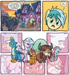 Size: 692x745 | Tagged: safe, artist:tonyfleecs, derpibooru import, idw, gallus, ocellus, sandbar, silverstream, smolder, swift foot, yona, changedling, changeling, classical hippogriff, dragon, earth pony, gryphon, hippogriff, pony, yak, spoiler:comic, spoiler:comicfeatsoffriendship01, bow, cloven hooves, comic, cute, diaocelles, diastreamies, dragoness, female, gallabetes, hair bow, madorablw, male, mare, official comic, smolderbetes, speech bubble, student six, yonadorable