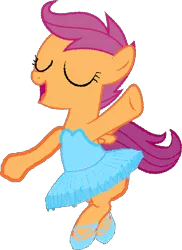 Size: 428x589 | Tagged: safe, artist:angrymetal, derpibooru import, scootaloo, pony, ballerina, ballet, ballet slippers, clothes, cute, cutealoo, en pointe, one arm up, scootarina, scootatutu, scootutu, shoes, simple background, skirt, skirtaloo, solo, transparent background, tutu