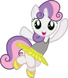 Size: 604x695 | Tagged: safe, artist:angrymetal, derpibooru import, sweetie belle, pony, ballerina, ballet, ballet slippers, clothes, cute, diasweetes, on one leg, one arm up, simple background, solo, transparent background, tutu