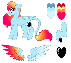 Size: 4500x4000 | Tagged: safe, artist:crazysketch101, derpibooru import, oc, oc:crazy looncrest, unofficial characters only, pony, colored wings, colored wingtips, gradient tail, gradient wings, heart eyes, leonine tail, reference sheet, saturated, simple background, transparent background, wingding eyes, wings