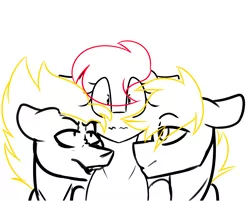 Size: 4245x3407 | Tagged: suggestive, artist:crazysketch101, derpibooru import, oc, oc:ashton burnside, oc:crazy looncrest, oc:sh0t, unofficial characters only, pegasus, pony, biting, burncrest, colored lineart, kissing, neck biting, oc x oc, shipping, simple background, wavy mouth, white background