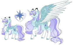 Size: 2500x1540 | Tagged: safe, artist:crazysketch101, derpibooru import, oc, oc:stella, alicorn, pony, unicorn, chest fluff, curved horn, ear fluff, horn, race swap, simple background, spread wings, tail band, tail fluff, transparent background, wings