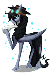 Size: 1525x2039 | Tagged: safe, artist:sugaryicecreammlp, derpibooru import, oc, oc:corvus, pegasus, pony, goggles, hat, male, simple background, skull, solo, stallion, transparent background, unshorn fetlocks