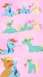 Size: 720x1280 | Tagged: safe, artist:1spoonfulofsuga, derpibooru import, fluttershy, quibble pants, rainbow dash, zephyr breeze, pony, bouquet, crying, cuckold, cutie mark tattoo, female, flower, male, prone, quibbledash, rejection, shipping, soulmate marks, straight, tattoo