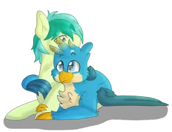 Size: 1280x985 | Tagged: safe, artist:1spoonfulofsuga, derpibooru import, gallus, sandbar, gryphon, pony, gallbar, gay, male, prone, shipping, simple background, transparent background