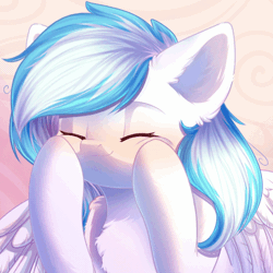 Size: 548x548 | Tagged: safe, artist:alphadesu, derpibooru import, oc, oc:contrail skies, unofficial characters only, pegasus, pony, ^w^, animated, cheek rub, chest fluff, ear twitch, eyes closed, female, mare, smiling