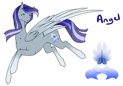 Size: 1024x717 | Tagged: safe, artist:oneiria-fylakas, derpibooru import, oc, oc:angel, unofficial characters only, pegasus, pony, female, mare, offspring, parent:rarity, parent:thunderlane, parents:rarilane, reference sheet, simple background, solo, transparent background