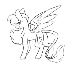 Size: 4500x4000 | Tagged: safe, artist:crazysketch101, derpibooru import, oc, oc:crazy looncrest, pegasus, pony, butt, flank, leonine tail, looking at you, monochrome, plot, pot, simple background, sketch, tongue out, white background