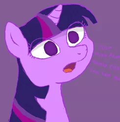 Size: 920x940 | Tagged: safe, artist:notawriteranon, derpibooru import, twilight sparkle, pony, unicorn, /mlp/, dialogue, eye clipping through hair, female, grammar error, insanity, mare, open mouth, simple background, solo, talking, wide eyes, yandere, yanderelight sparkle