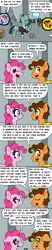 Size: 750x3600 | Tagged: safe, artist:bjdazzle, derpibooru import, cheese sandwich, pinkie pie, sans smirk, earth pony, pony, season 9 retirement party, the last laugh, book, box, breaking the fourth wall, brothers, coincidence, comic, conveyor belt, counterparts, dialogue, factory, female, gag factory, gaster blaster, headcanon, implied limestone pie, implied marble pie, implied maud pie, looking at you, male, mare, namesake, pinkie pie is not amused, pun, rambling, sans (undertale), siblings, sock, stallion, stop sign, sweat, sweatdrop, telescope, unamused, undertale