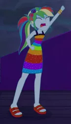 Size: 717x1241 | Tagged: safe, derpibooru import, screencap, rainbow dash, equestria girls, equestria girls series, spring breakdown, spoiler:eqg series (season 2), angry, bitch, determination, determined, eyes closed, feet, female, rainbow douche, sandals, screaming, sleeveless, yelling