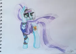 Size: 1265x904 | Tagged: safe, artist:glitteringdew, derpibooru import, coloratura, earth pony, pony, the mane attraction, clothes, colored pencil drawing, countess coloratura, solo, the spectacle, traditional art