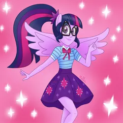 Size: 1200x1200 | Tagged: safe, artist:milliedubois, derpibooru import, sci-twi, twilight sparkle, equestria girls, equestria girls series, geode of telekinesis, magical geodes, ponied up, scitwilicorn, solo