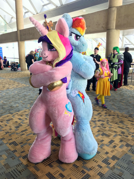 Size: 3002x4000 | Tagged: artist:qtpony, bronycon, clothes, cosplay, costume, derpibooru import, fursuit, human, irl, irl human, photo, princess cadance, rainbow dash, safe, spike