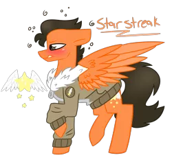 Size: 3219x3000 | Tagged: safe, artist:crazysketch101, derpibooru import, oc, oc:star streak, unofficial characters only, pegasus, pony, blushing, clothes, jacket, simple background, solo, transparent background