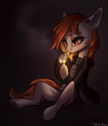 Size: 1147x1335 | Tagged: safe, artist:vincher, derpibooru import, oc, oc:faith, unofficial characters only, pony, cigarette, clothes, ear piercing, piercing, smoking, solo