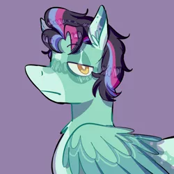 Size: 1000x1000 | Tagged: safe, artist:corporalvortex, derpibooru import, oc, oc:sky vortex, unofficial characters only, pegasus, pony, bust, coat markings, colored wings, ear fluff, icon, male, pegasus oc, serious, serious face, simple background, solo, stallion, tired eyes, wings