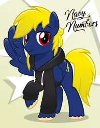 Size: 5826x7434 | Tagged: safe, artist:jhayarr23, derpibooru import, oc, oc:navy numbers, unofficial characters only, pony, clothes, hoodie, solo