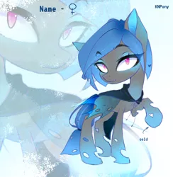 Size: 1172x1200 | Tagged: safe, artist:knpony, derpibooru import, oc, changeling, adoptable, advertisement, female, ice changeling, solo, zoom layer