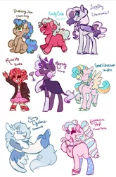 Size: 727x1100 | Tagged: safe, artist:bubaiuv, deleted from derpibooru, derpibooru import, oc, oc:blueberry jam, oc:bubblegum pop, oc:candy crush, oc:chamomille, oc:good vibrations, oc:majesty, oc:roxette, oc:snowy cyclone, unofficial characters only, bat pony, draconequus, earth pony, hippogriff, hybrid, pony, unicorn, equestria girls, colt, female, filly, interspecies offspring, magical gay spawn, magical lesbian spawn, male, mare, offspring, parent:cheese sandwich, parent:coloratura, parent:discord, parent:fluttershy, parent:party favor, parent:pinkie pie, parent:princess luna, parent:princess skystar, parent:rainbow dash, parent:rarity, parent:soarin', parent:sunset shimmer, parent:tempest shadow, parents:cheesefavor, parents:lunashy, parents:pinkiedash, parents:rarapie, parents:skypie, parents:sunsetpie, parents:tempity