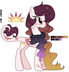 Size: 1995x2077 | Tagged: artist:elementbases, artist:starling-sentry-yt, base used, derpibooru import, female, hybrid, interspecies offspring, oc, oc:sunny skies, offspring, parent:discord, parent:princess celestia, parents:dislestia, safe, simple background, solo, transparent background