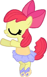 Size: 370x610 | Tagged: safe, artist:angrymetal, derpibooru import, apple bloom, pony, ballerina, ballet, ballet slippers, bloomerina, bow, clothes, en pointe, eyes closed, shoes, simple background, skirt, solo, transparent background, tutu