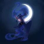 Size: 1080x1080 | Tagged: grimdark, artist:emalajissda, derpibooru import, edit, princess luna, alicorn, pony, better source needed, blood, chest fluff, constellation, crescent moon, cropped, cutie mark, ethereal mane, female, gradient background, impalement, large wings, long mane, long tail, mare, missing accessory, moon, open mouth, solo, speedpaint available, spread wings, starry mane, unshorn fetlocks, wings