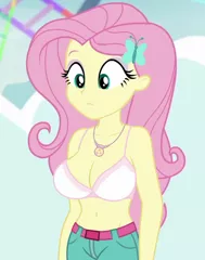 Size: 850x1080 | Tagged: suggestive, derpibooru import, edit, edited screencap, editor:ah96, screencap, fluttershy, equestria girls, equestria girls series, rollercoaster of friendship, belly button, big breasts, bra, breast edit, breasts, busty fluttershy, cleavage, clothes, cropped, e-cup bra, eyeshadow, female, geode of fauna, hair ornament, image, magical geodes, makeup, png, race swap, sexy, solo, solo female, stupid sexy fluttershy, underwear, underwear edit, white underwear