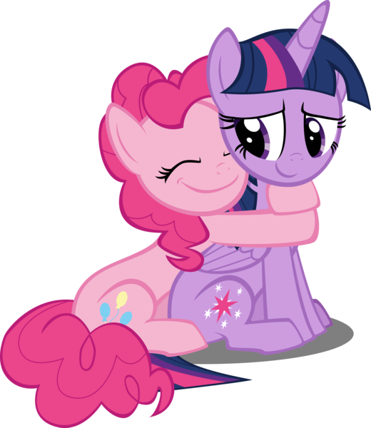 Size: 9684x11169 | Tagged: safe, artist:mrkat7214, derpibooru import, pinkie pie, twilight sparkle, twilight sparkle (alicorn), alicorn, earth pony, pony, comic:twilight vs. computer, absurd resolution, cute, diapinkes, eyes closed, female, hug, lesbian, shipping, show accurate, simple background, sitting, smiling, transparent background, twiabetes, twinkie, vector