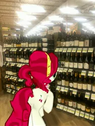 Size: 3024x4032 | Tagged: safe, derpibooru import, photographer:undeadponysoldier, cherry jubilee, earth pony, pony, alcohol, augmented reality, female, gameloft, grocery store, lowes foods, mare, wine, wine bottle