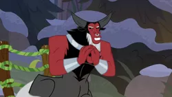 Size: 1920x1080 | Tagged: safe, derpibooru import, screencap, lord tirek, centaur, frenemies (episode), male, narrowed eyes, nose piercing, nose ring, piercing, solo, steepling