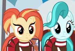 Size: 1311x906 | Tagged: safe, derpibooru import, screencap, lighthoof, shimmy shake, earth pony, pony, 2 4 6 greaaat, clothes, cropped, cute, female, mare, pleated skirt, ponytail, school of friendship, skirt