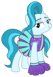 Size: 1532x2198 | Tagged: safe, artist:sonofaskywalker, derpibooru import, lighthoof, earth pony, pony, 2 4 6 greaaat, cheerleader, clothes, female, lidded eyes, mare, pleated skirt, pom pom, simple background, skirt, smiling, solo, transparent background, vector