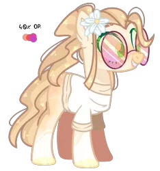Size: 1800x1924 | Tagged: safe, artist:jxst-alexa, derpibooru import, oc, unofficial characters only, earth pony, pony, clothes, female, flower, flower in hair, mare, shirt, simple background, solo, sunglasses, transparent background