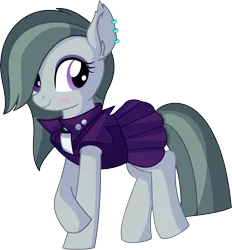 Size: 6397x6893 | Tagged: safe, artist:cyanlightning, derpibooru import, marble pie, earth pony, pony, .svg available, absurd resolution, blushing, clothes, cute, ear fluff, ear piercing, earring, female, jewelry, mare, piercing, punk, simple background, smiling, solo, transparent background, vector