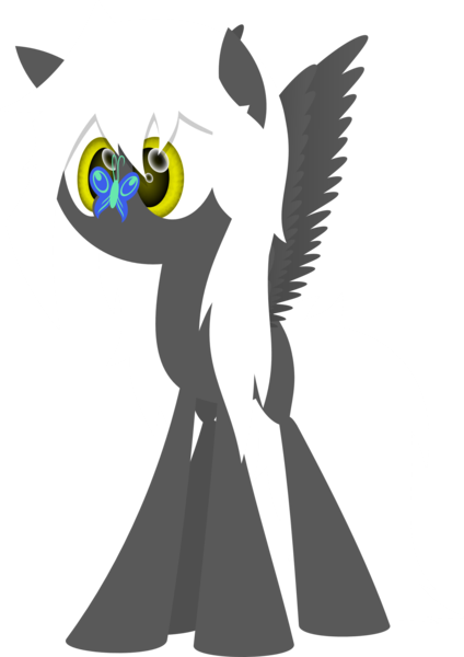 Size: 1513x2142 | Tagged: safe, artist:zacatron94, derpibooru import, oc, oc:captain white, butterfly, pegasus, pony, female, lineless, mare, simple background, solo, transparent background