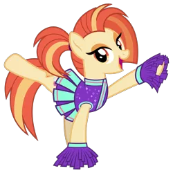 Size: 3200x3200 | Tagged: safe, artist:cheezedoodle96, derpibooru import, shimmy shake, earth pony, pony, 2 4 6 greaaat, .svg available, active stretch, cheering, cheerleader, cheerleader outfit, clothes, cute, female, looking at you, mare, pleated skirt, pom pom, ponytail, shirt, simple background, skirt, smiling, solo, stretching, svg, transparent background, vector