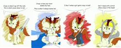 Size: 4000x1600 | Tagged: safe, artist:rockhoppr3, derpibooru import, autumn blaze, pony, baseball bat, clothes, comic, crazy ex-girlfriend, dress, hoodie, jacket, leather jacket, microphone stand, rachel bloom, singing, solo, speech bubble, voice actor joke, vulgar