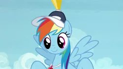 Size: 1920x1080 | Tagged: safe, derpibooru import, screencap, rainbow dash, pony, 2 4 6 greaaat, cone, solo